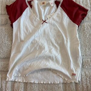 Levi's Kids White and Red Raglan Top